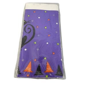 Vintage 2002 Target Halloween Black Cat Purple Paper Table Cloth 54" x 102"